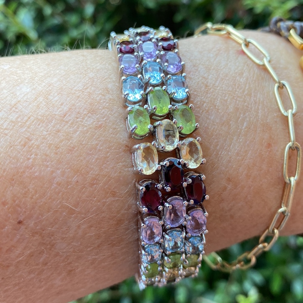 Genuine multi gemstone bracelet sz 7